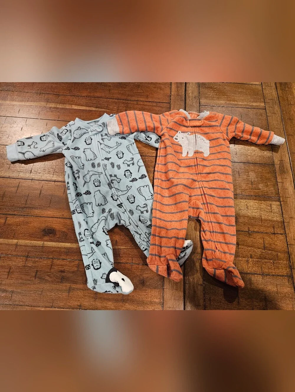 Carters - 2 PC Fleece Footie Pajamas - Size 0-3Mo